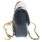 Chanel Mini Quilted CC Logo Heart Charm Chain Shoulder Bag Gold Lambskin Black