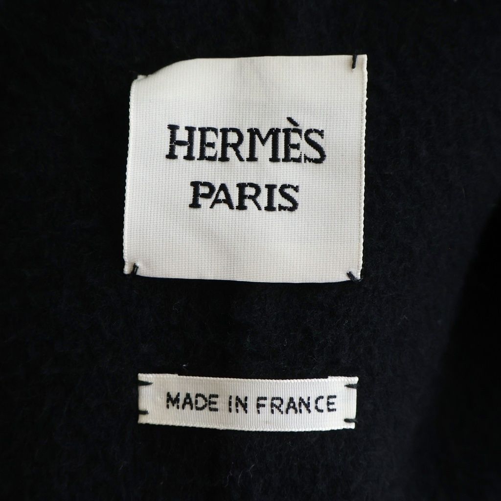 Hermes Clou de Selle Double Face Long Chesterfield Cashmere Black Jacket — view 6
