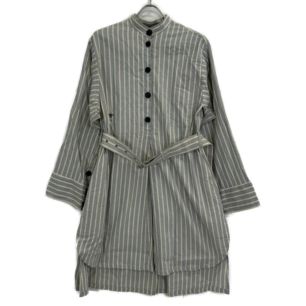 Dior Blue Linen Cotton Strife Shirt 38