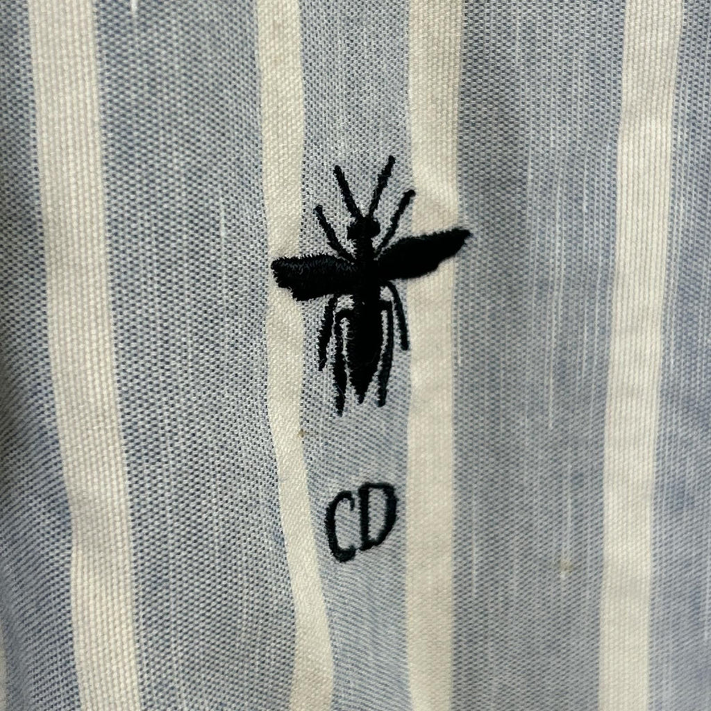 Dior Blue Linen Cotton Strife Shirt 38 — view 6
