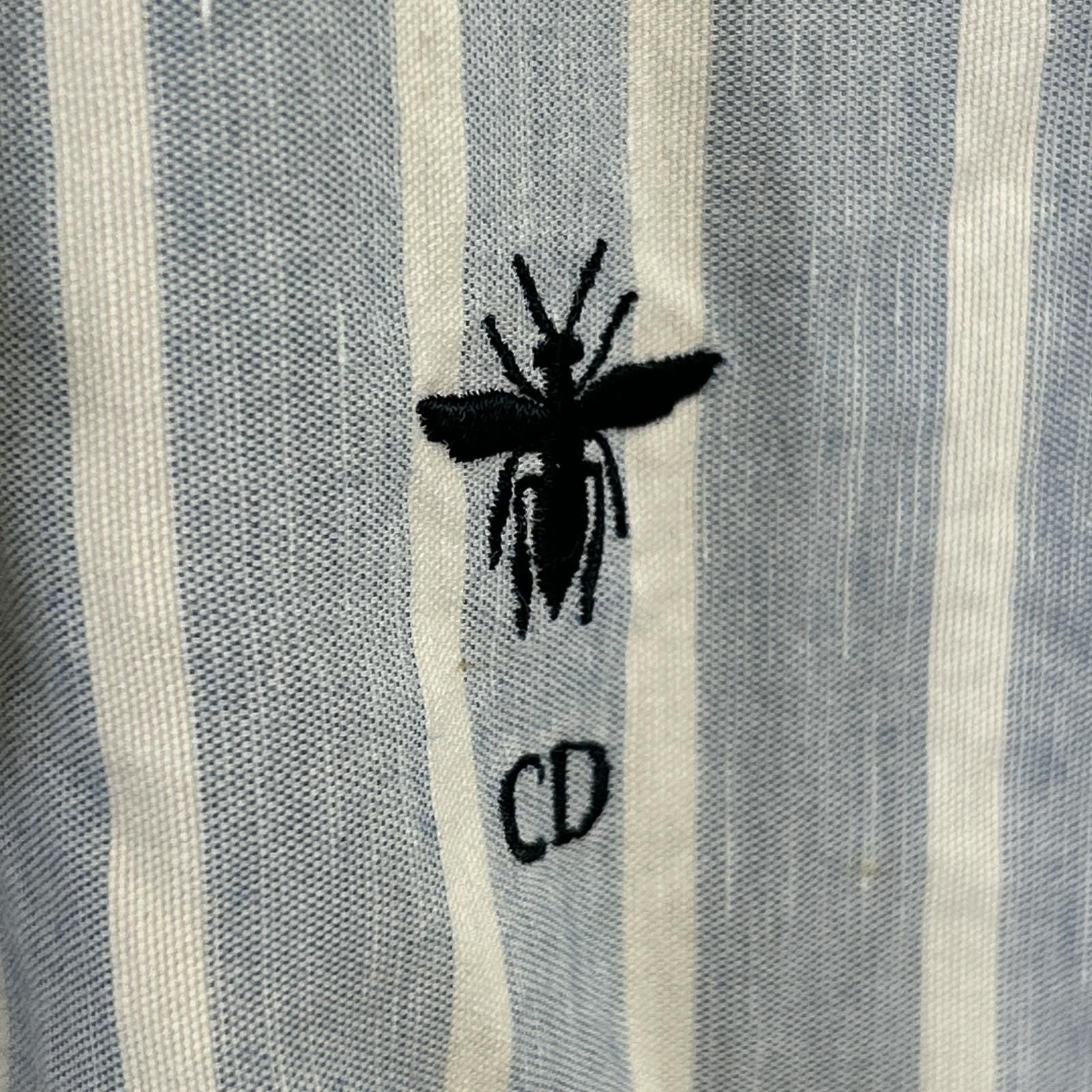 Dior Blue Linen Cotton Strife Shirt 38 — view 6
