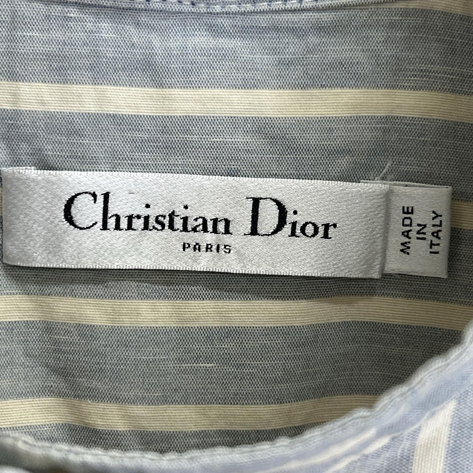 Dior Blue Linen Cotton Strife Shirt 38 — view 3