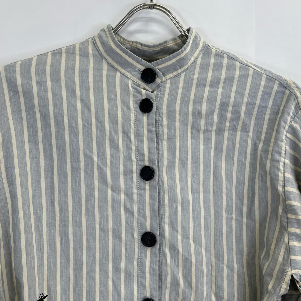 Dior Blue Linen Cotton Strife Shirt 38 — view 7