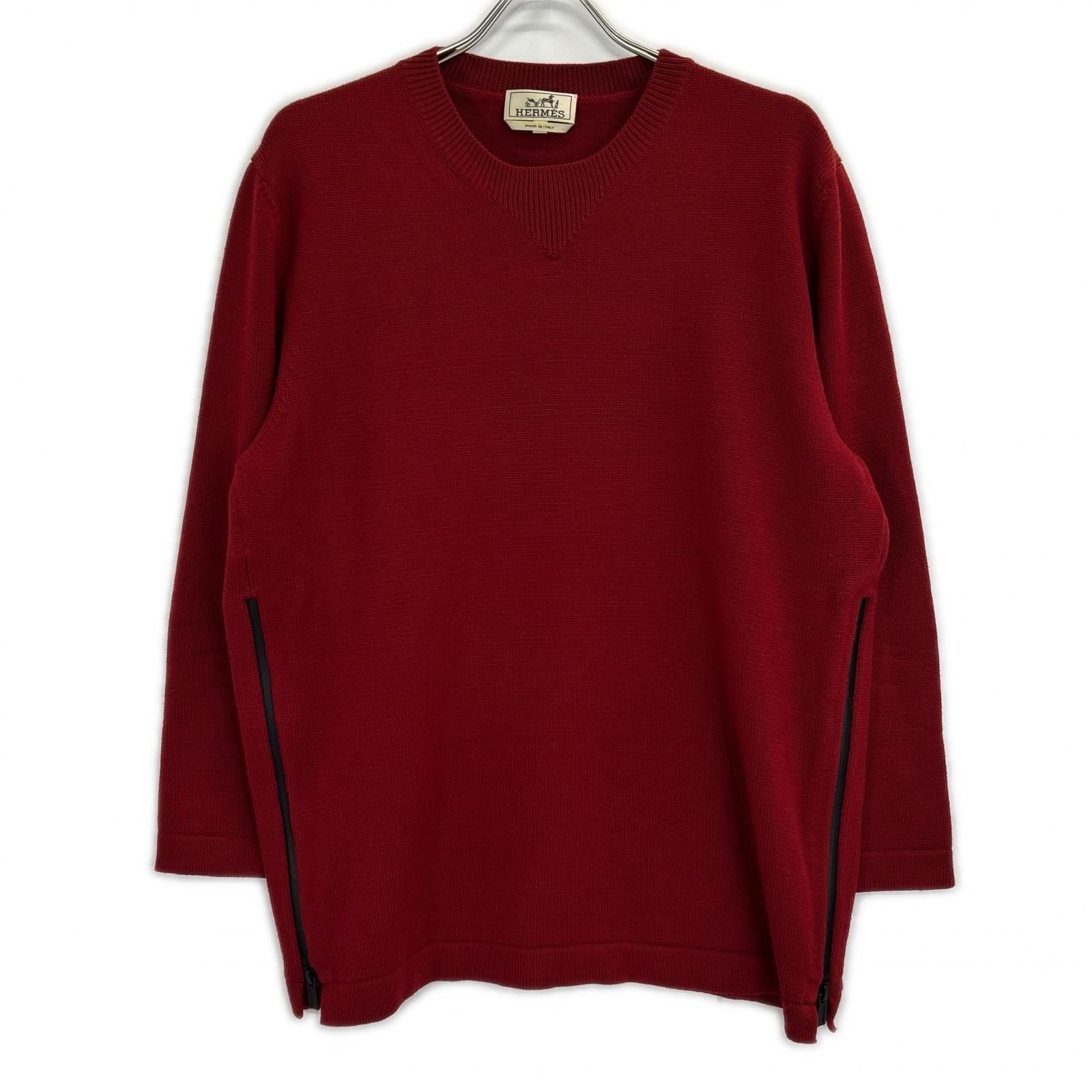 Hermes Red Side Zip Knit Sweater