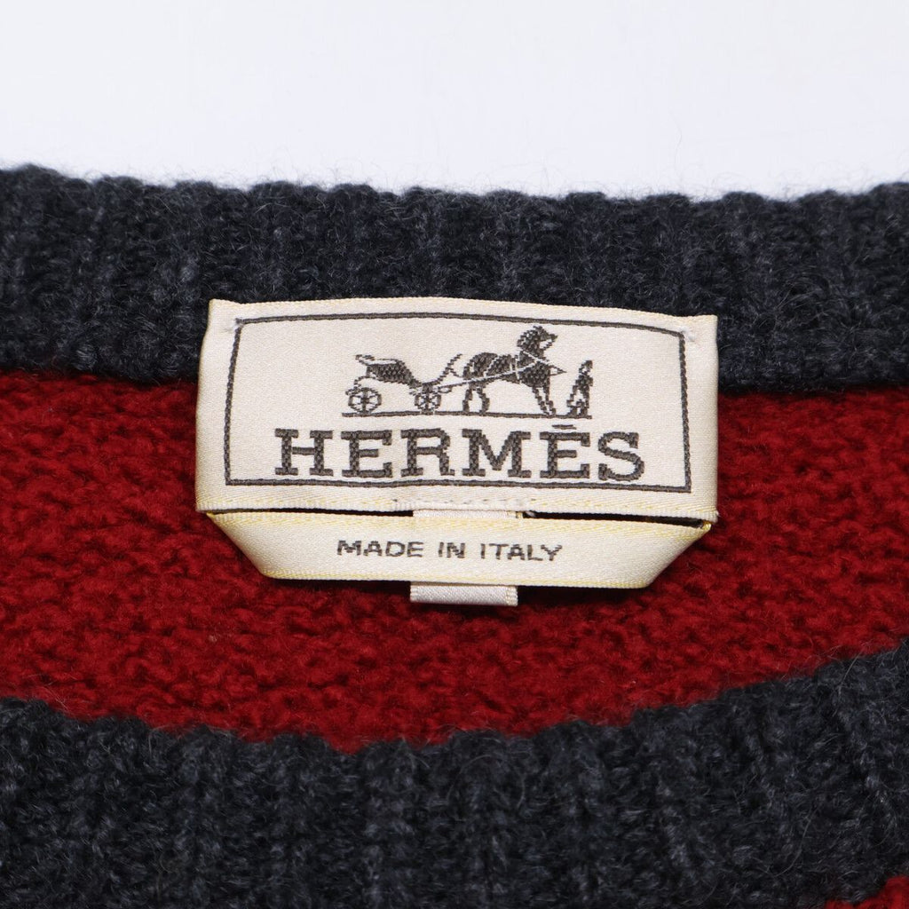 Hermes Bicolor Cashmere Blend Crew Neck Knit Sweater — view 3