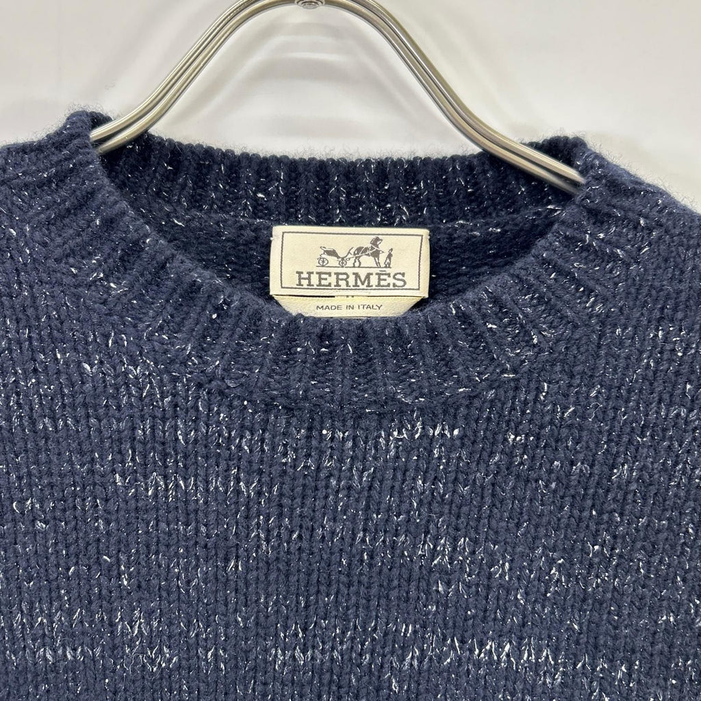 Hermes Navy Cashmere Knit Sweater — view 5