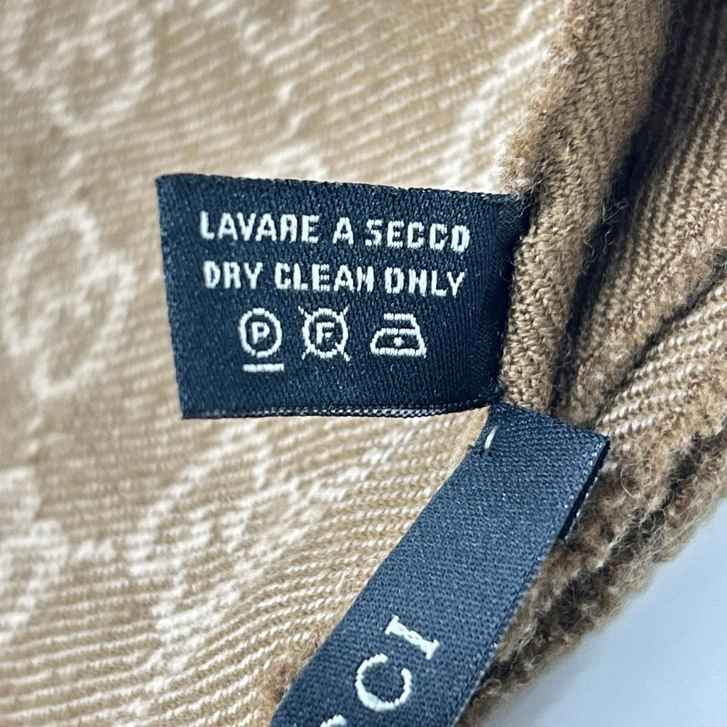 Gucci GG Pattern Fringe Wool Scarf