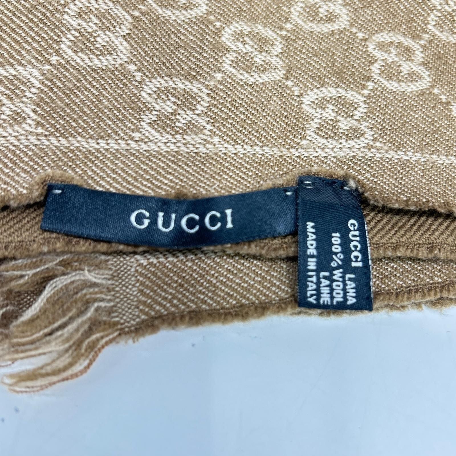 Gucci GG Pattern Fringe Wool Scarf