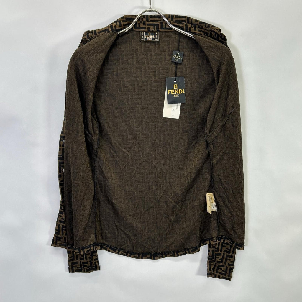 Fendi 10 Brown Zucca Pattern Long Sleeve Shirt 36 — view 3