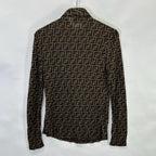 Fendi 10 Brown Zucca Pattern Long Sleeve Shirt 36 — view 2