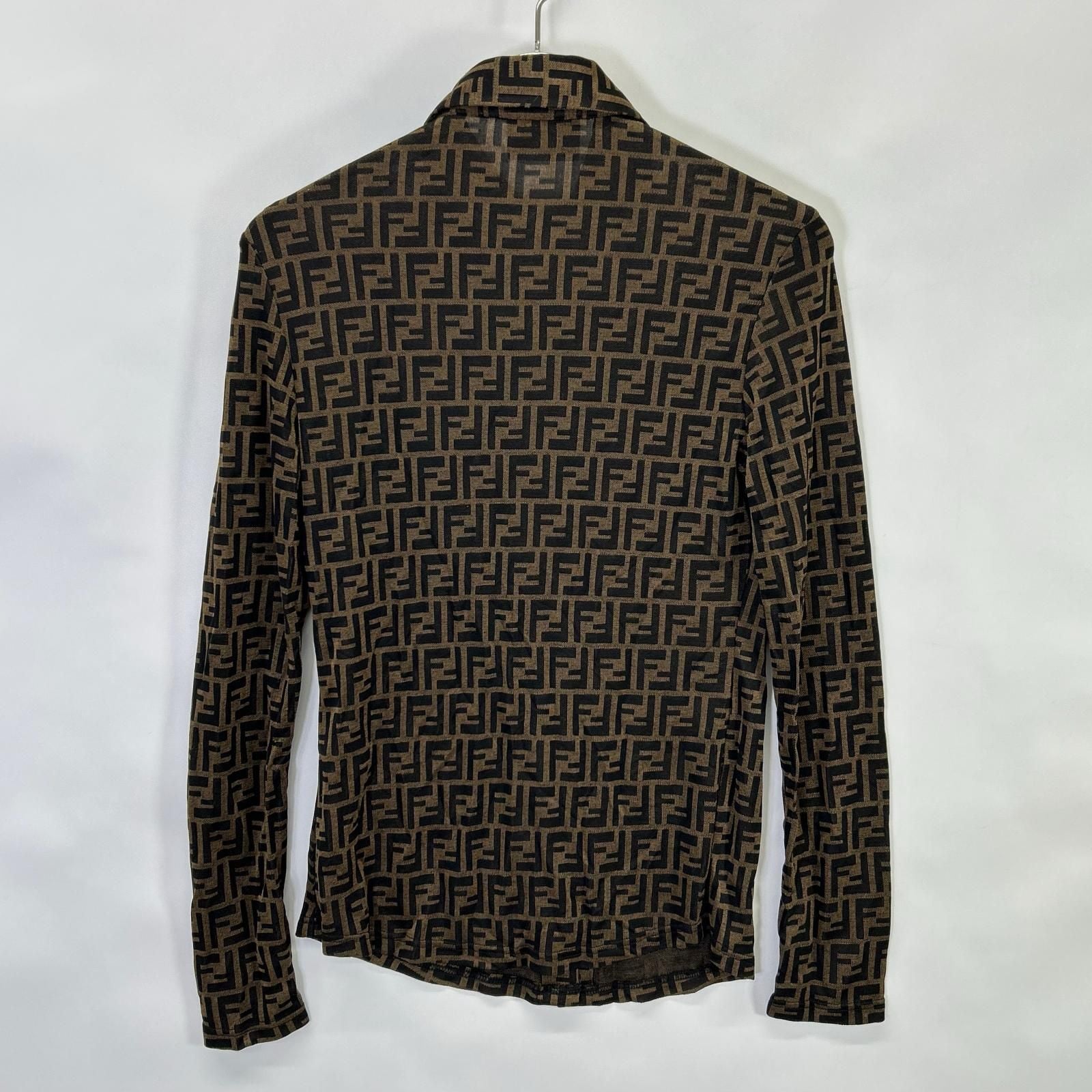 Fendi 10 Brown Zucca Pattern Long Sleeve Shirt 36 — view 2