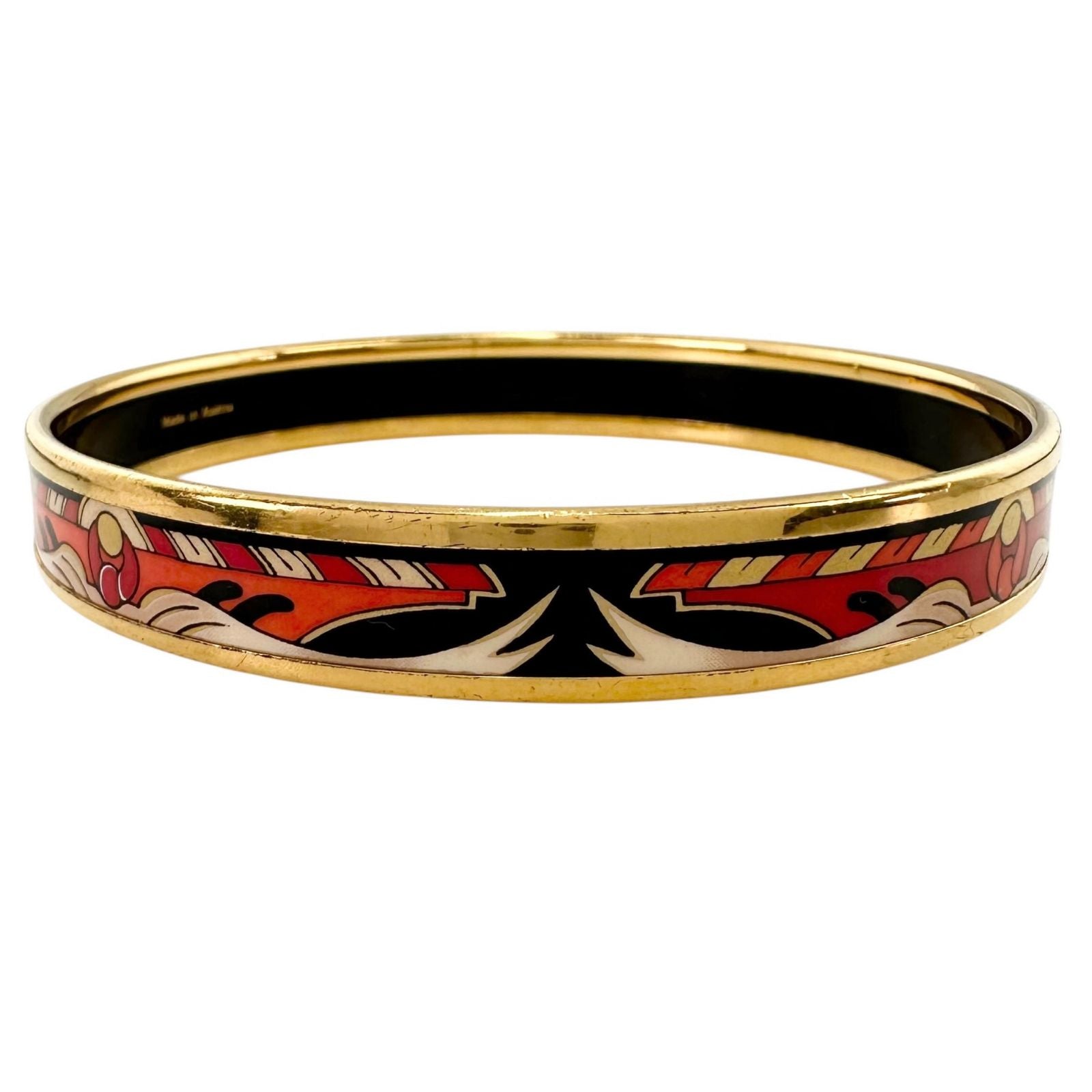 Hermes Bangle Enamel Gold Plated Multicolor Cloisonne Bracelet