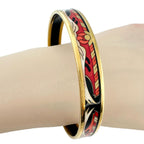 Hermes Bangle Enamel Gold Plated Multicolor Cloisonne Bracelet