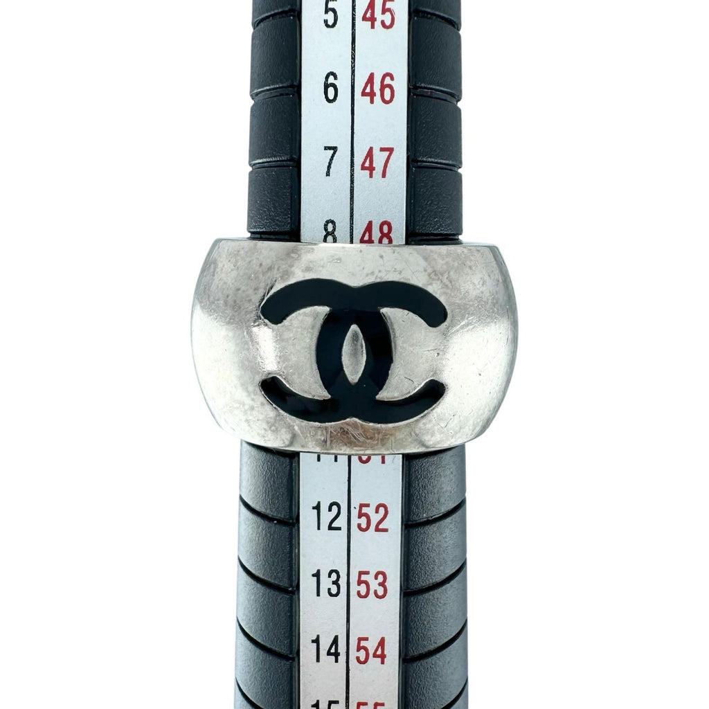 Chanel Ring Silver CC Logo