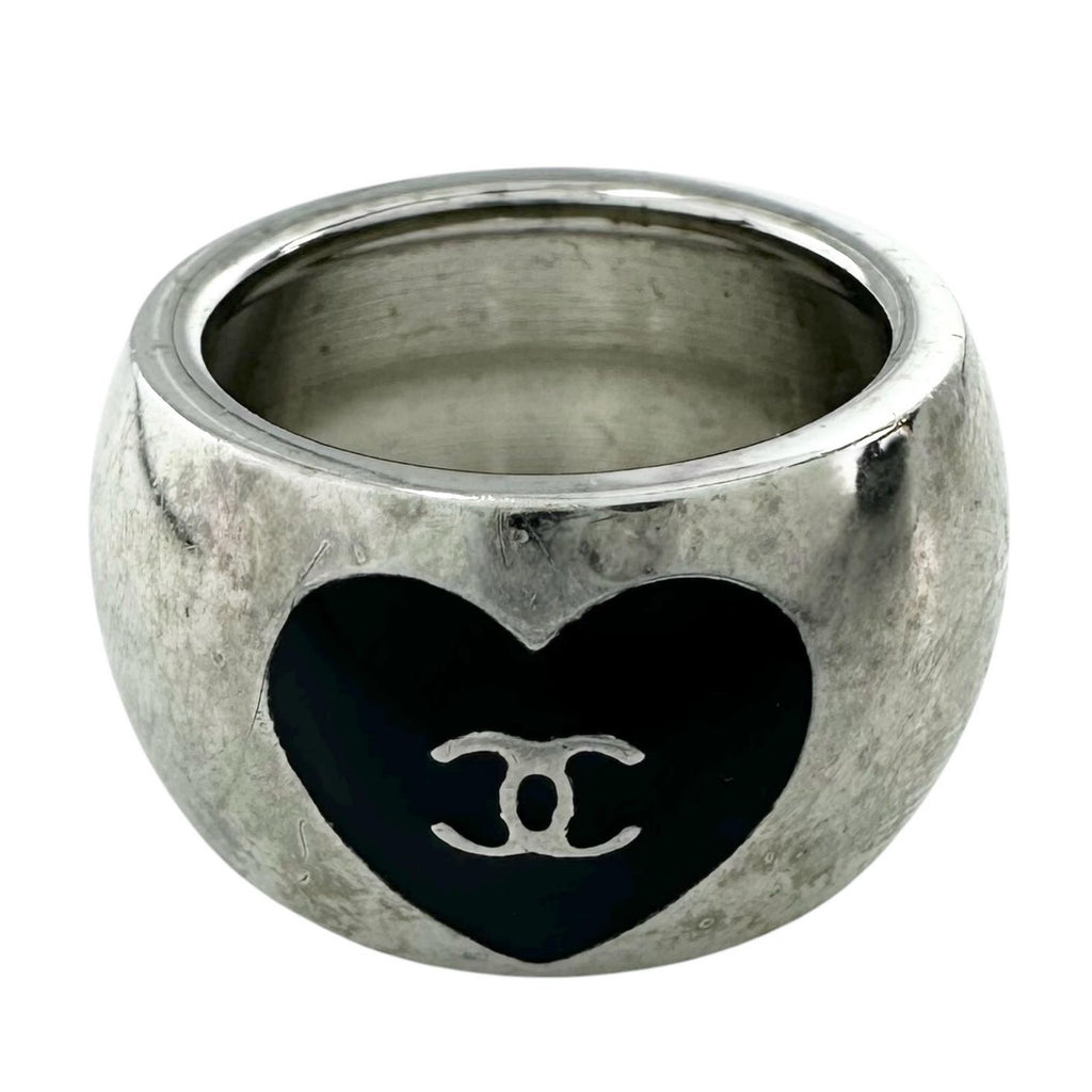 Chanel Ring Silver CC Logo