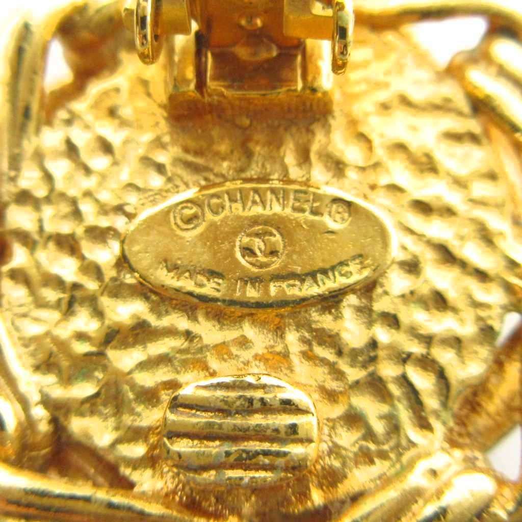 Chanel Earrings Clip on Logo Faux Pearl Gold