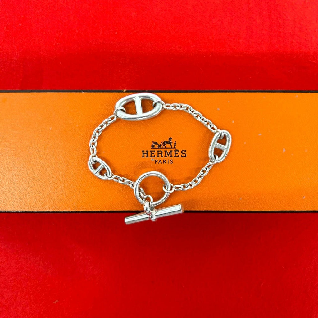 Hermes Farandole LG Bracelet 925 Sterling Silver Chain Bangle