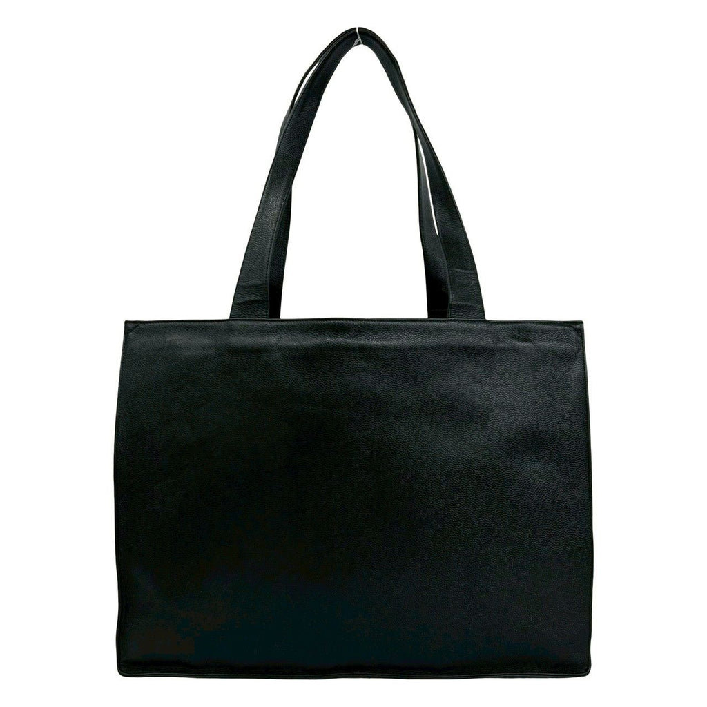 Chanel Card Jumbo CC Logo Caviar Leather Tote Shoulder Bag Black