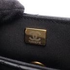 Chanel Shoulder Bag Quilted Top Handle 2-Way Black Lambskin Chain