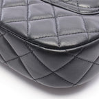 Chanel Shoulder Bag Quilted Top Handle 2-Way Black Lambskin Chain