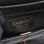 Chanel Shoulder Bag Quilted Top Handle 2-Way Black Lambskin Chain