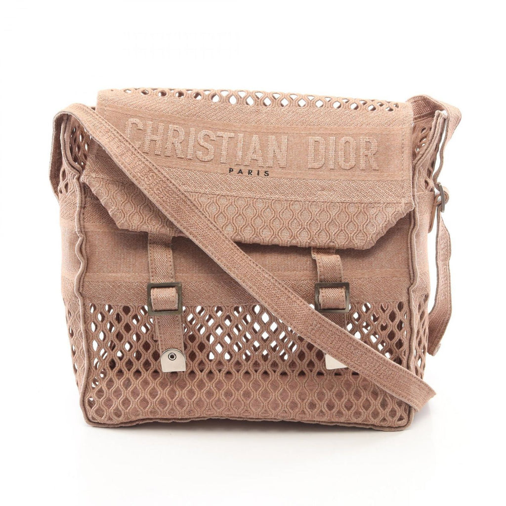 Dior Shoulder Bag Camp Mesh Pink Beige Canvas