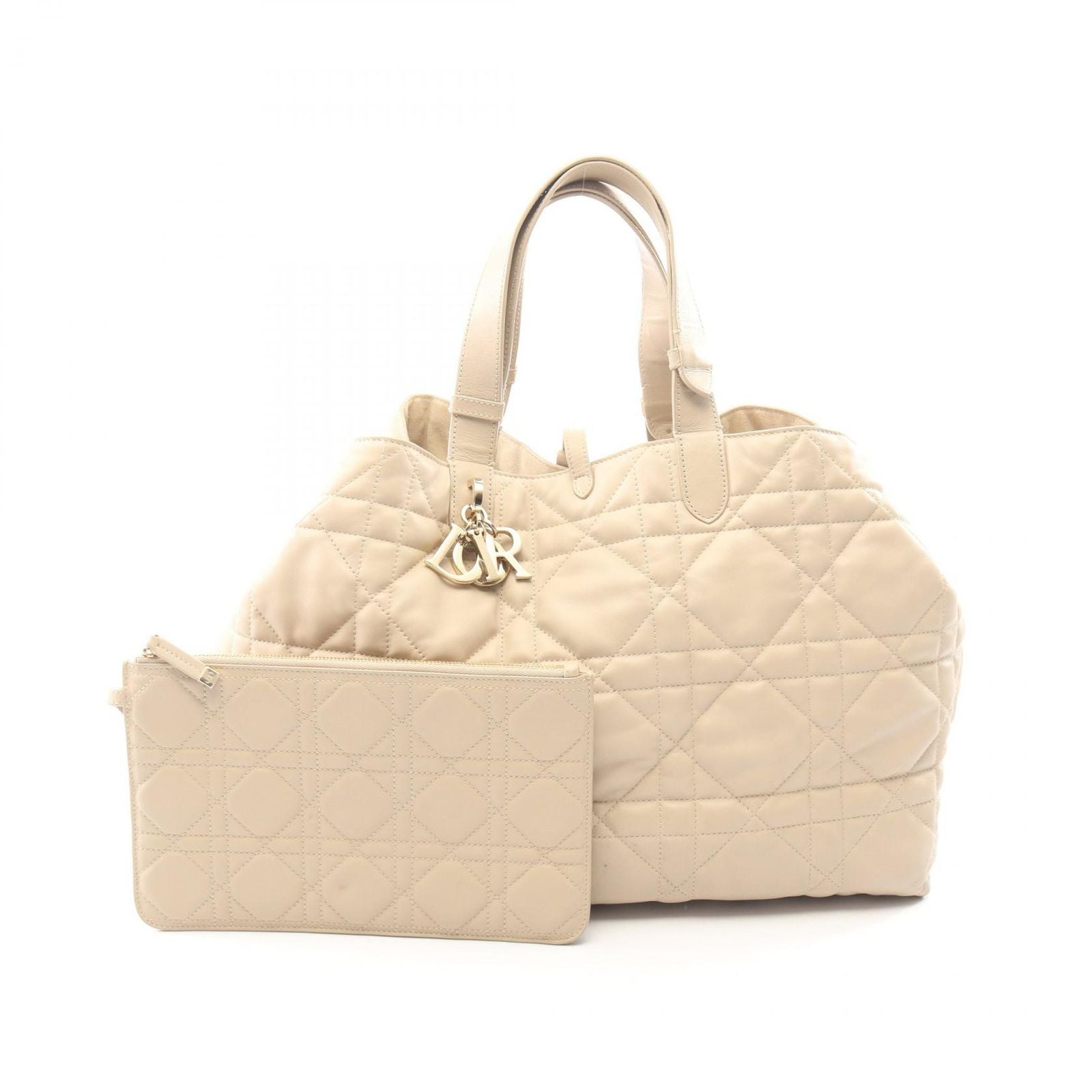 Dior Tote Bag Toujours Large Micro Cannage Beige Leather