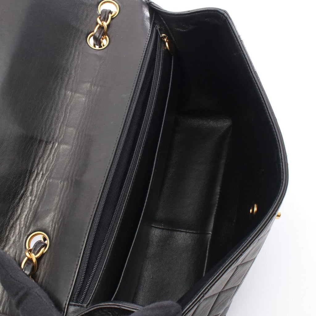Chanel Shoulder Bag Maxi Quilted 30 Single Flap Black Lambskin Chain
