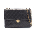 Chanel Shoulder Bag Maxi Quilted 30 Single Flap Black Lambskin Chain