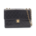 Chanel Shoulder Bag Maxi Quilted 30 Single Flap Black Lambskin Chain