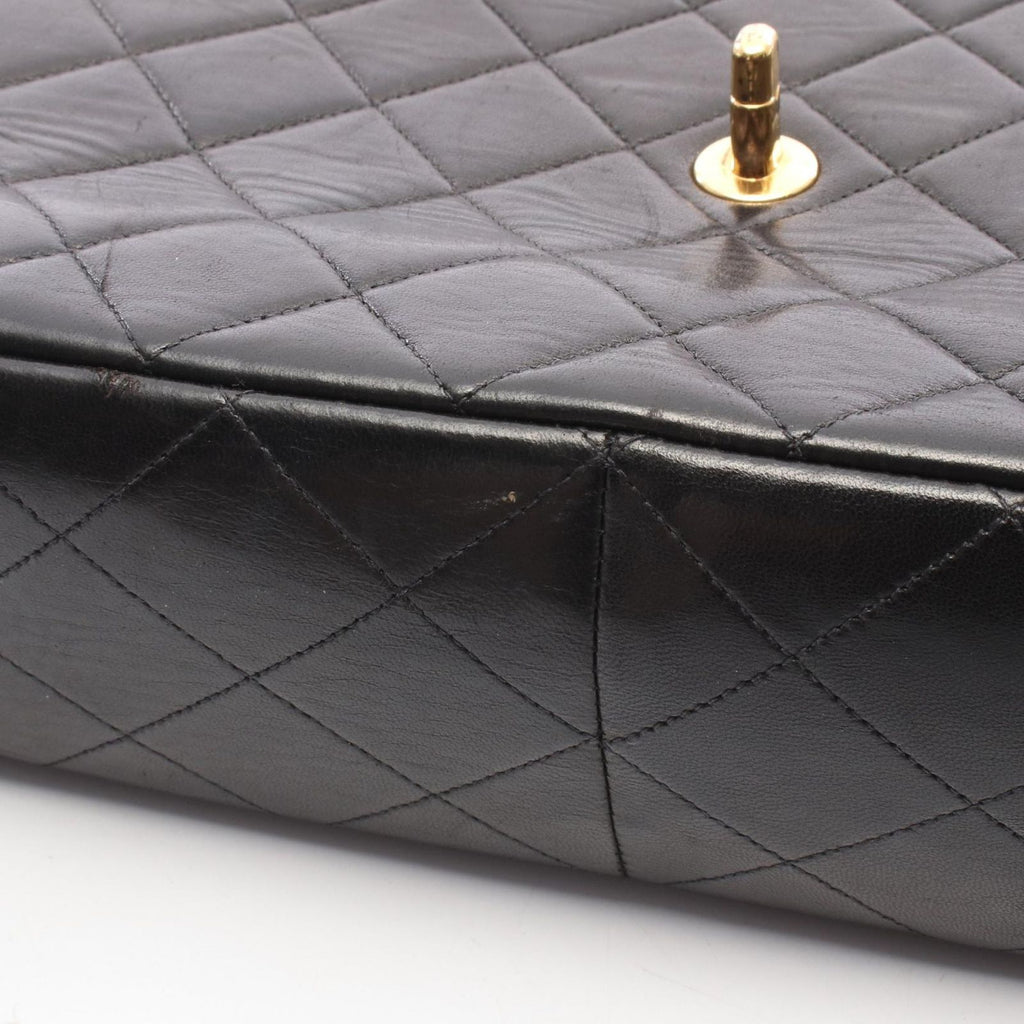 Chanel Shoulder Bag Maxi Quilted 30 Single Flap Black Lambskin Chain