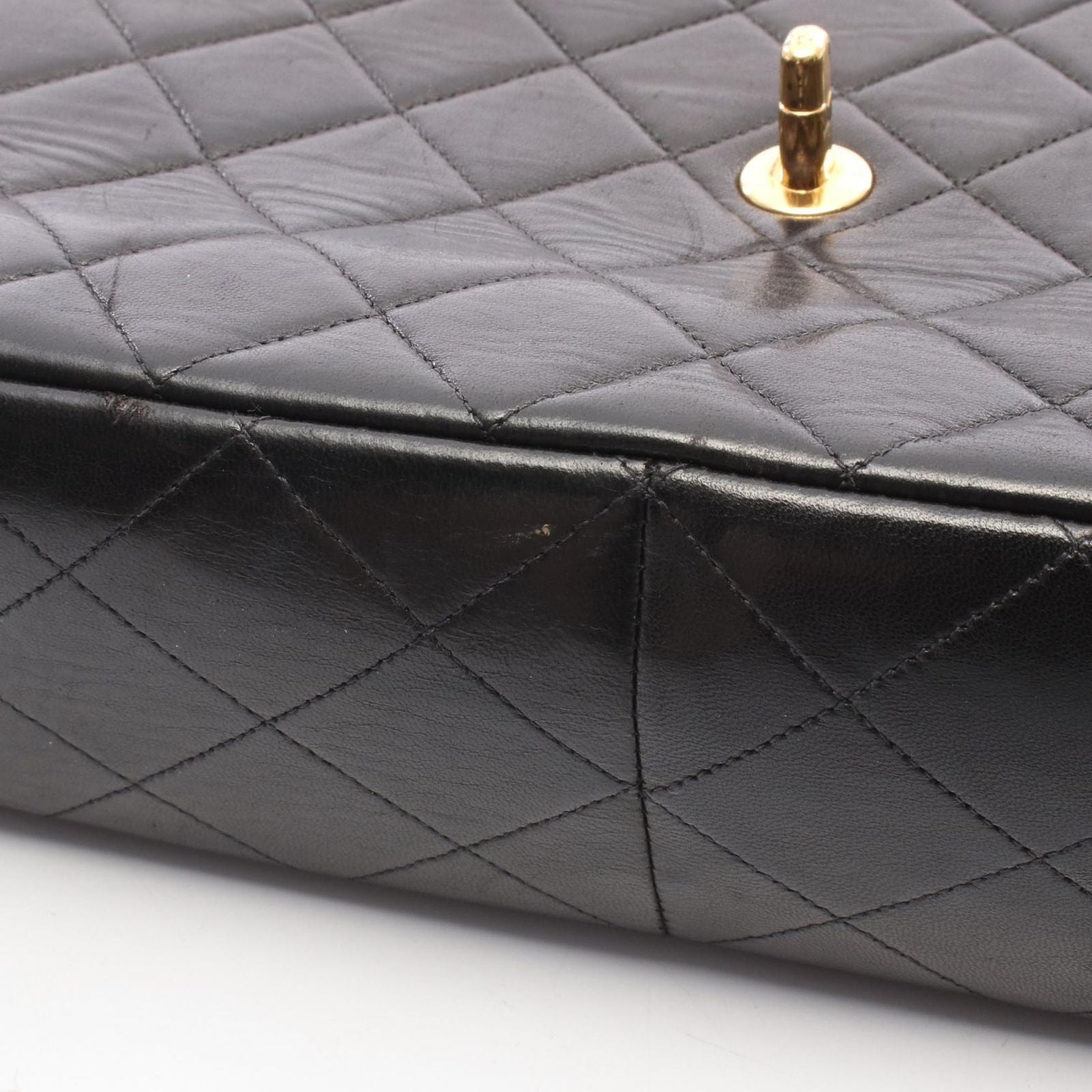 Chanel Shoulder Bag Maxi Quilted 30 Single Flap Black Lambskin Chain