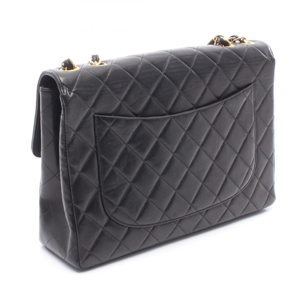 Chanel Shoulder Bag Maxi Quilted 30 Single Flap Black Lambskin Chain