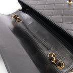 Chanel Shoulder Bag Maxi Quilted 30 Single Flap Black Lambskin Chain