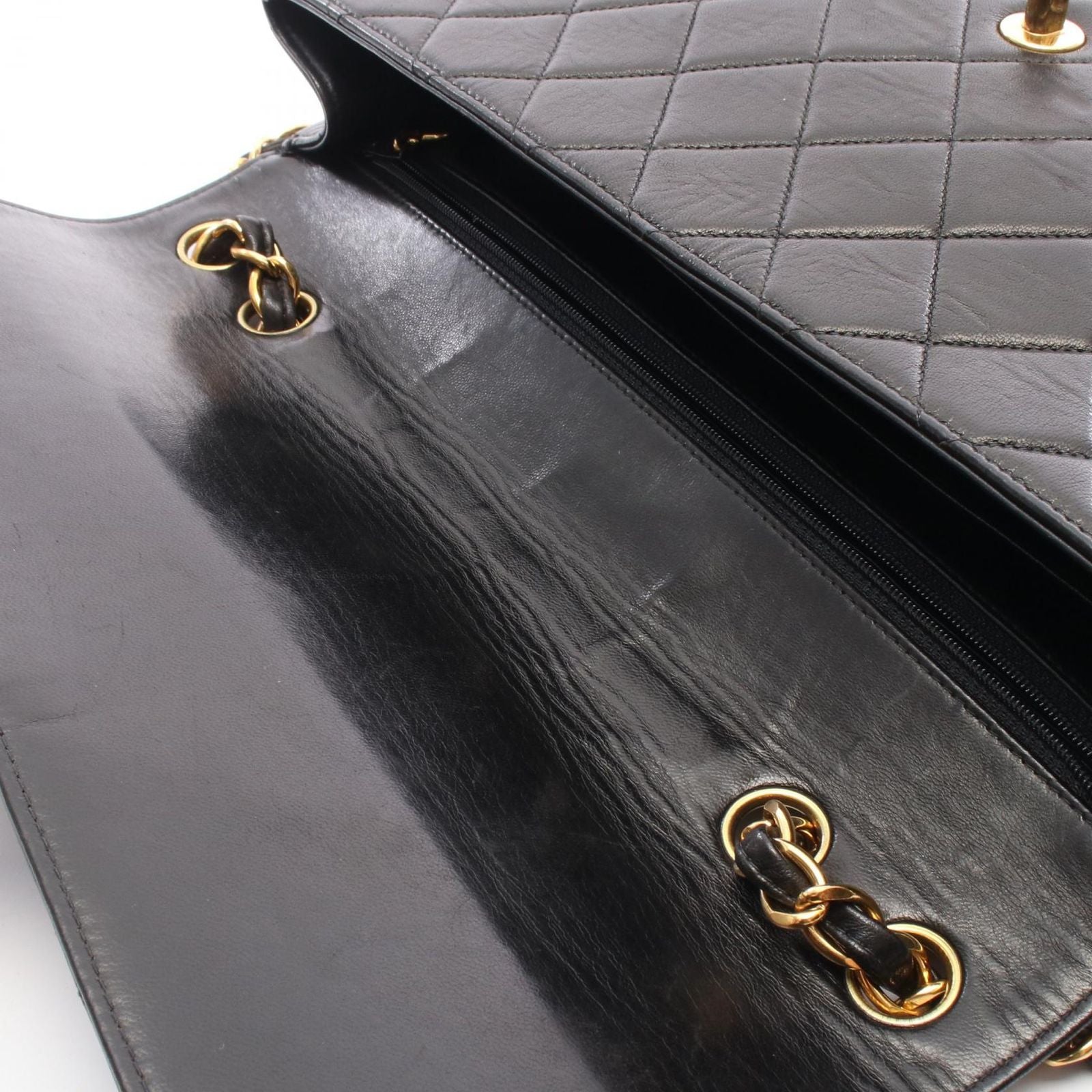 Chanel Shoulder Bag Maxi Quilted 30 Single Flap Black Lambskin Chain