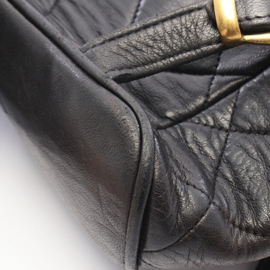 Chanel Backpack Quilted Turnlock Chain Black Lambskin Double