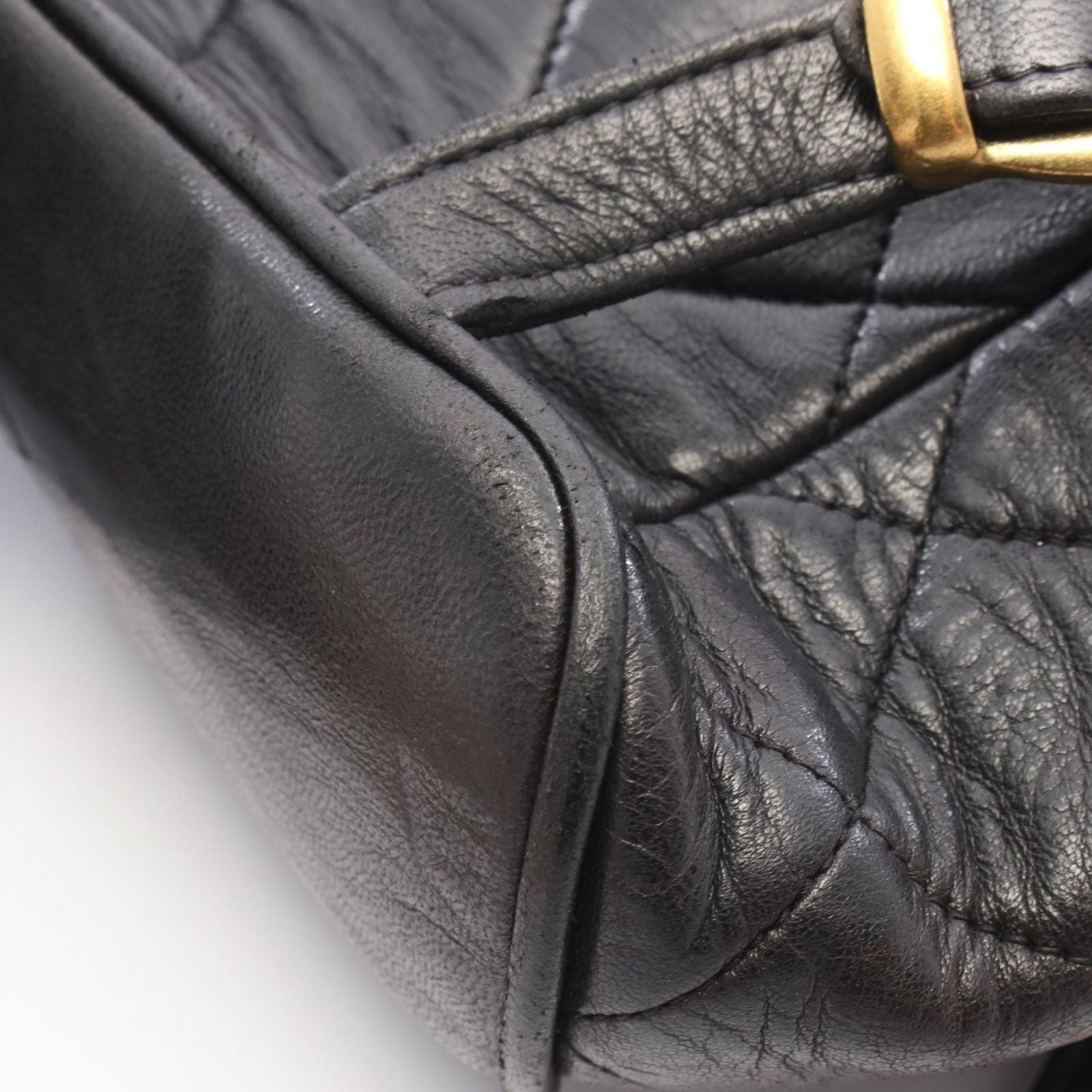 Chanel Backpack Quilted Turnlock Chain Black Lambskin Double