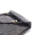 Chanel Backpack Quilted Turnlock Chain Black Lambskin Double