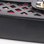Chanel Shoulder Bag Perforated Black Lambskin Flap Chain