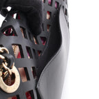 Chanel Shoulder Bag Perforated Black Lambskin Flap Chain