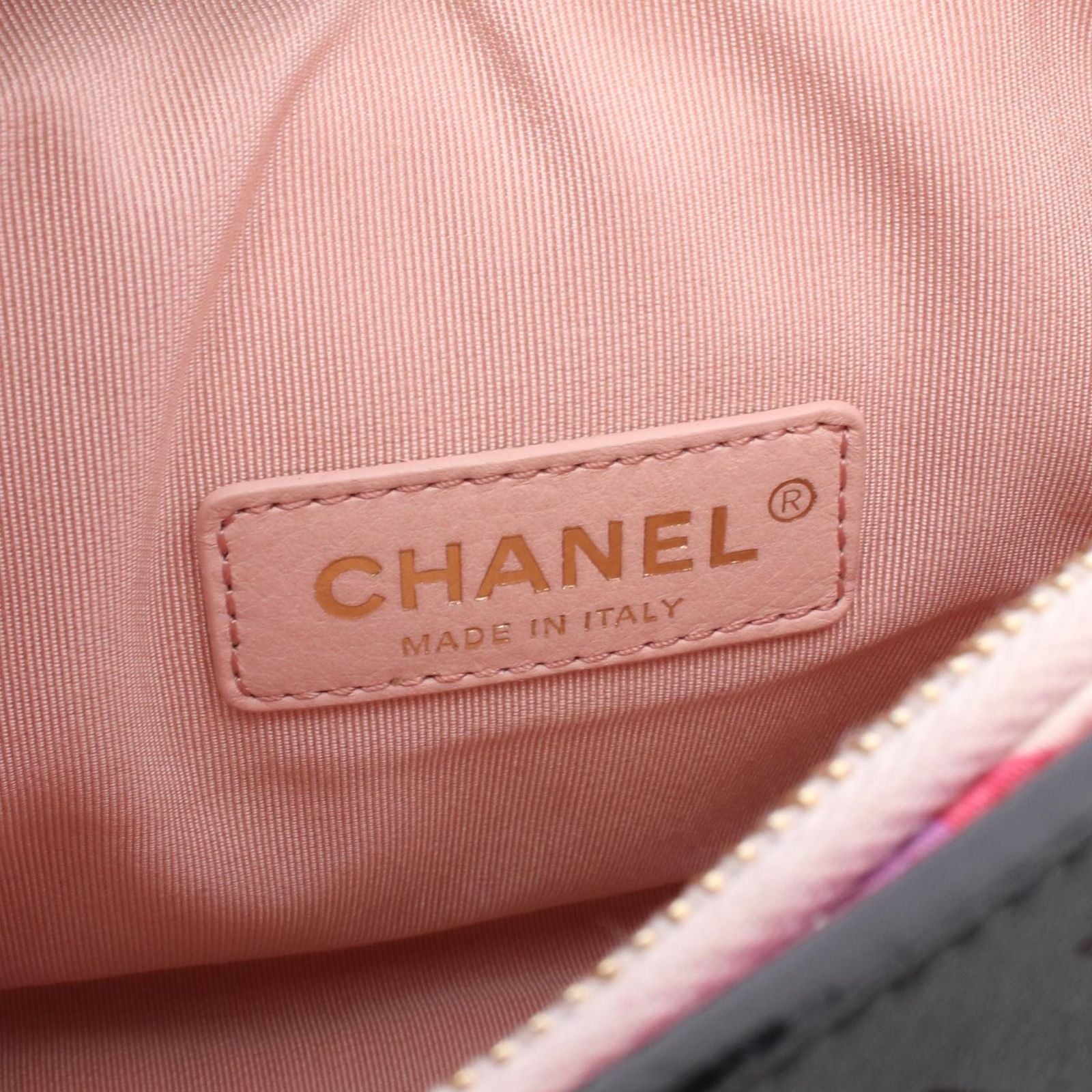 Chanel Shoulder Bag Perforated Black Lambskin Flap Chain