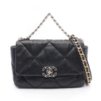 Chanel Shoulder Bag 19 Dizeneuf Quilted 2-Way Black Leather 19 Chain