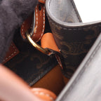 Celine Tote Bag Small Vertical Cover Triomphe 2-Way Black Brown Canvas Leather