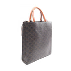 Celine Tote Bag Small Vertical Cover Triomphe 2-Way Black Brown Canvas Leather