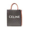 Celine Tote Bag Small Vertical Cover Triomphe 2-Way Black Brown Canvas Leather