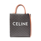 Celine Tote Bag Small Vertical Cover Triomphe 2-Way Black Brown Canvas Leather