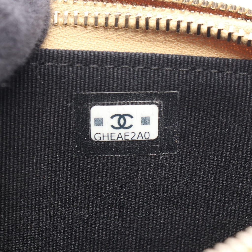 Chanel Shoulder Bag Quilted Phone Case Black Camel Lambskin Suede Chain Wallet