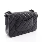 Chanel Shoulder Bag Quilted Single Flap Plastic Chain Black Caviar