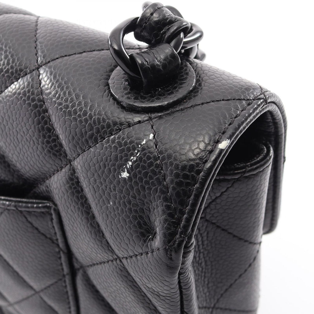 Chanel Shoulder Bag Quilted Single Flap Plastic Chain Black Caviar