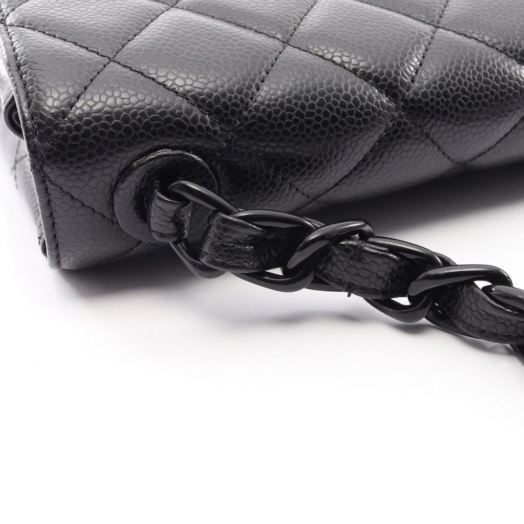 Chanel Shoulder Bag Quilted Single Flap Plastic Chain Black Caviar